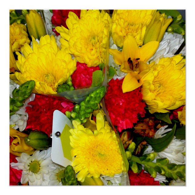 Poster du mélange de fleurs rouges jaunes (Devant)