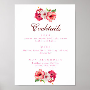 Poster du menu de boissons florales tropicales