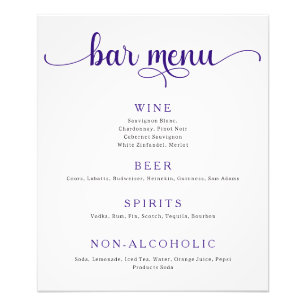 Poster du menu de la barre de Mariages violet et b