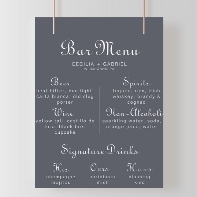 Poster du menu du Mariage Boho Soirée Simple (Créateur téléchargé)