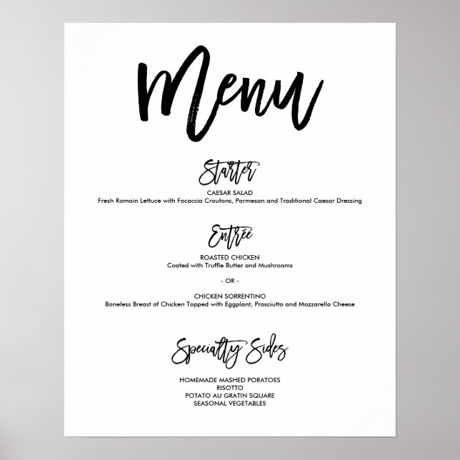 Poster du menu Mariage à la main chic (Devant)