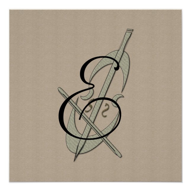 Poster du monogramme du ventilateur de violoncelle (Devant)