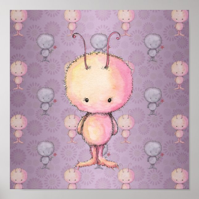 Poster du monstre mignon Little Furry (Devant)