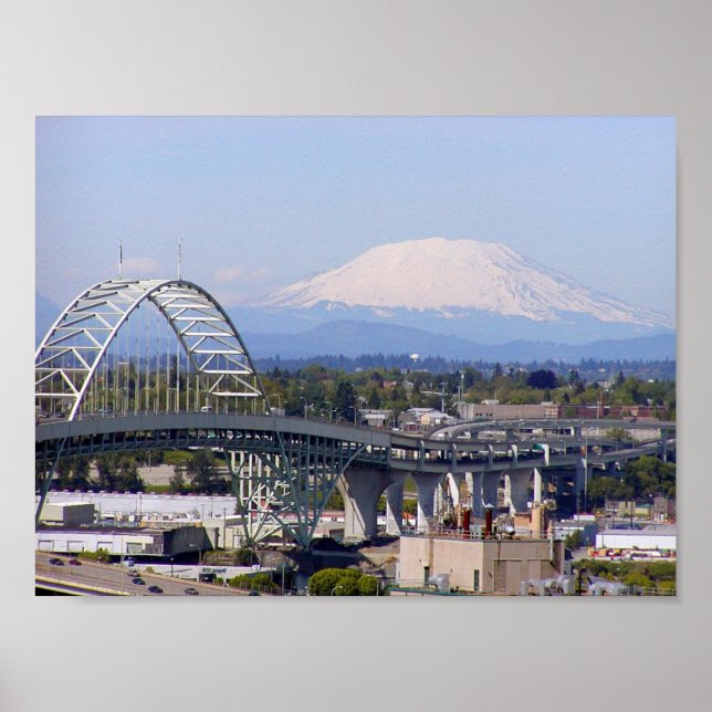 Poster du Mont St Helens et du pont Fremont (Devant)