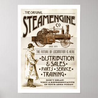 Poster du moteur à vapeur Faux Victorian