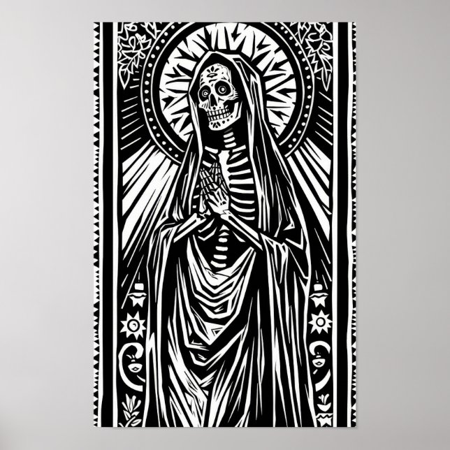 Poster du Motif père Noël Muerte Linocut (Devant)