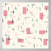 Poster du Motif rétro atomique rose