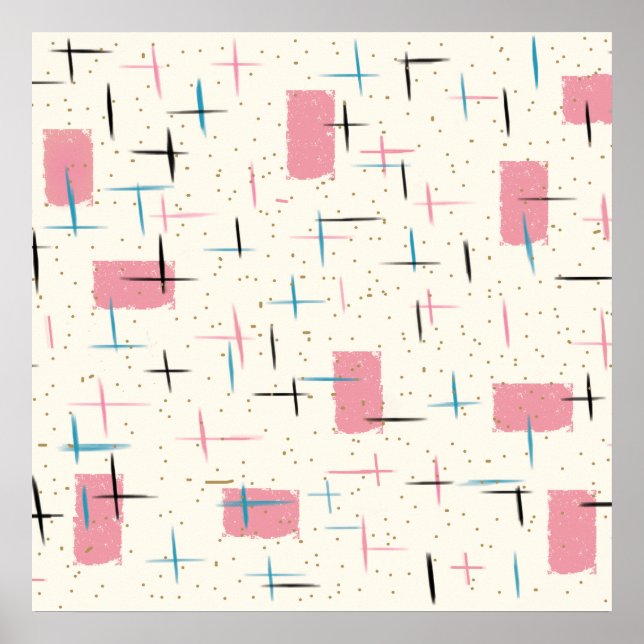 Poster du Motif rétro atomique rose (Devant)
