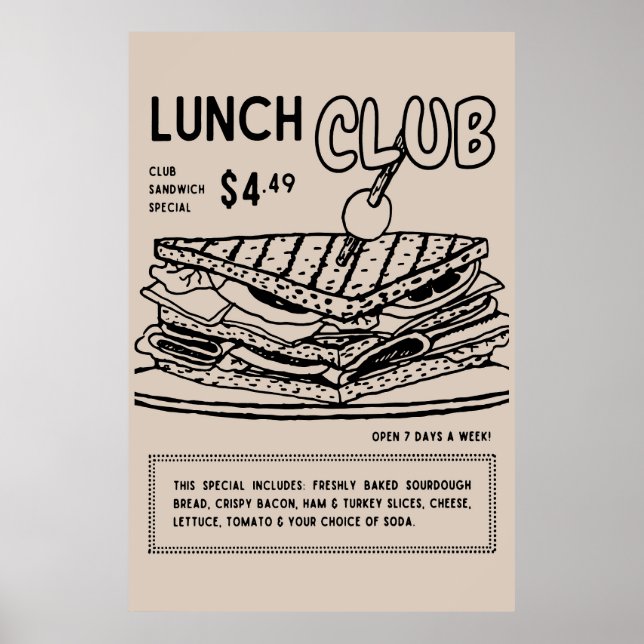 Poster du mur de sandwich Club (Devant)