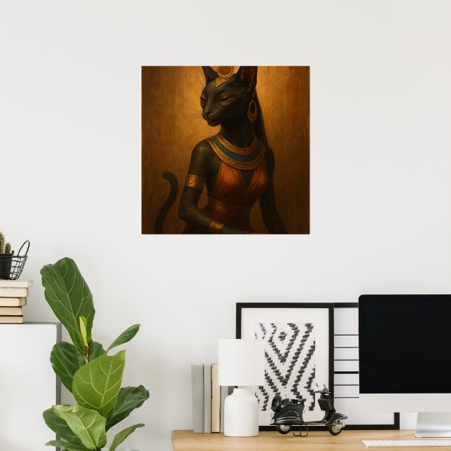 Poster du mur égyptien de la déesse du chat Bastet (Bureau à domicile)