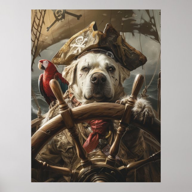 Poster du navire de direction de chien pirate en c (Devant)