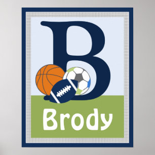 Poster du nom du petit joueur sportif personnalisé