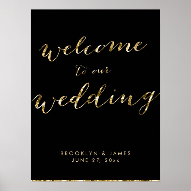 Poster du panneau d'accueil de mariage Gold Foil 1 (Devant)