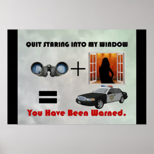 Poster du panneau d'avertissement Peeping Tom