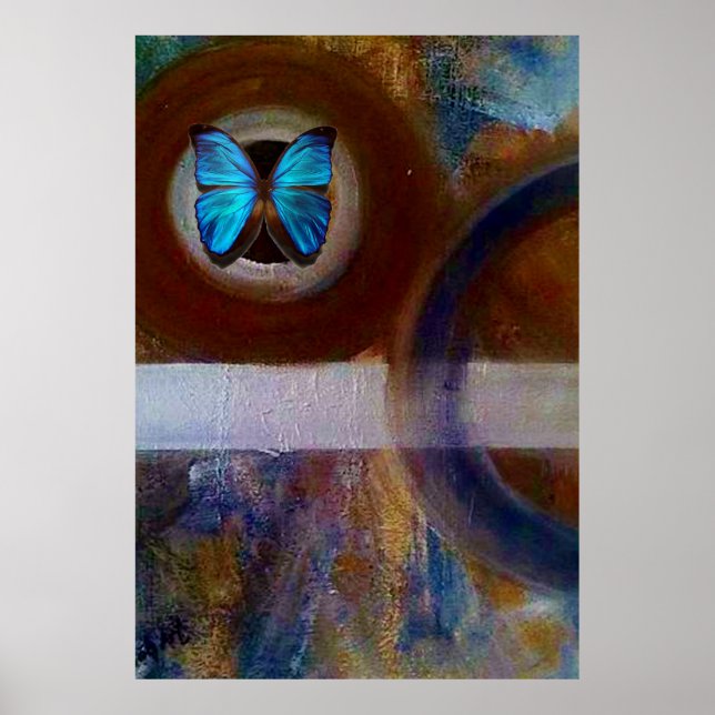 Poster du papillon bleu Morpho (Devant)