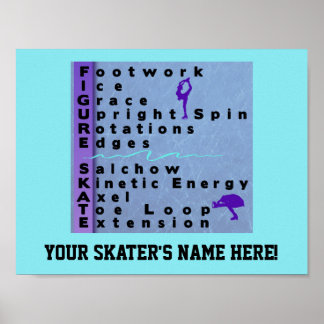 Poster du patinage artistique de nom personnalisé