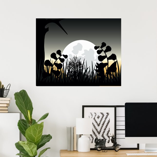 Poster du paysage de la nuit de la Pleine lune (Créateur téléchargé)