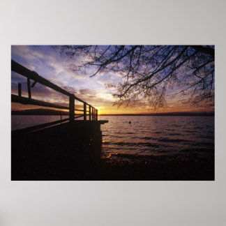 Poster du paysage du lac du sentier battu