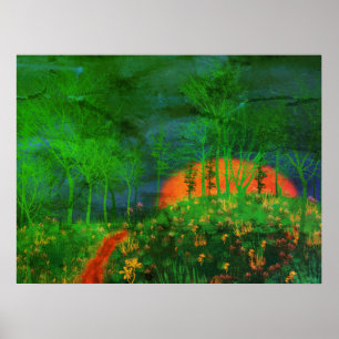 Poster du paysage peint rétro des années 70