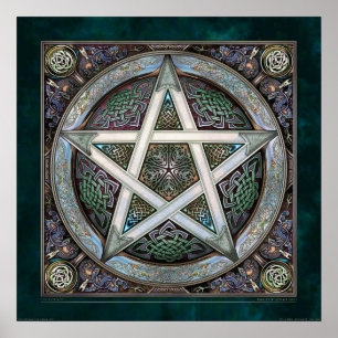 Poster du Pentacle en Argent Knotwork (22x22")