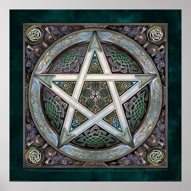 Poster du Pentacle en Argent Knotwork (22x22") (Devant)