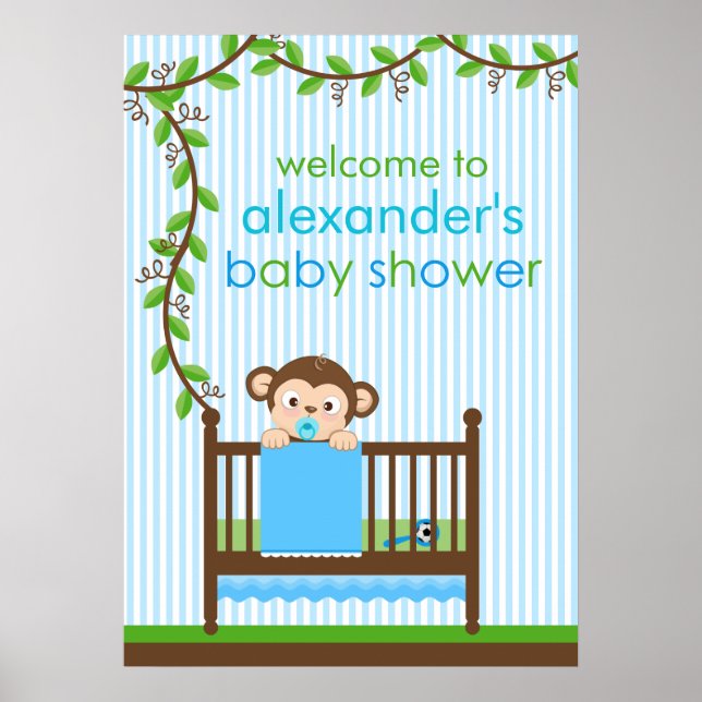 Poster du petit singe dans un Baby shower de bébé  (Devant)