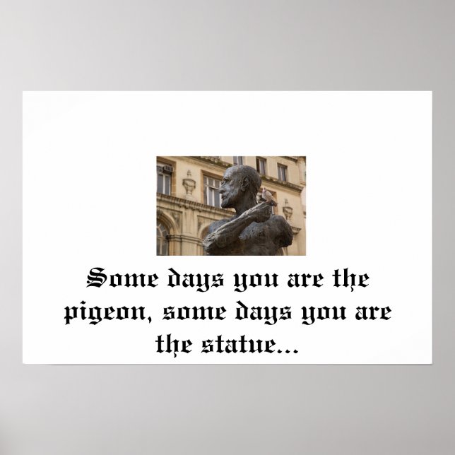 Poster du pigeon et de la statue (Devant)