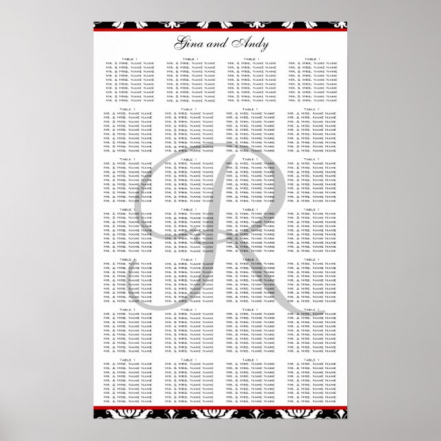 Poster du plan de siège du modèle Mariage damassé (Devant)