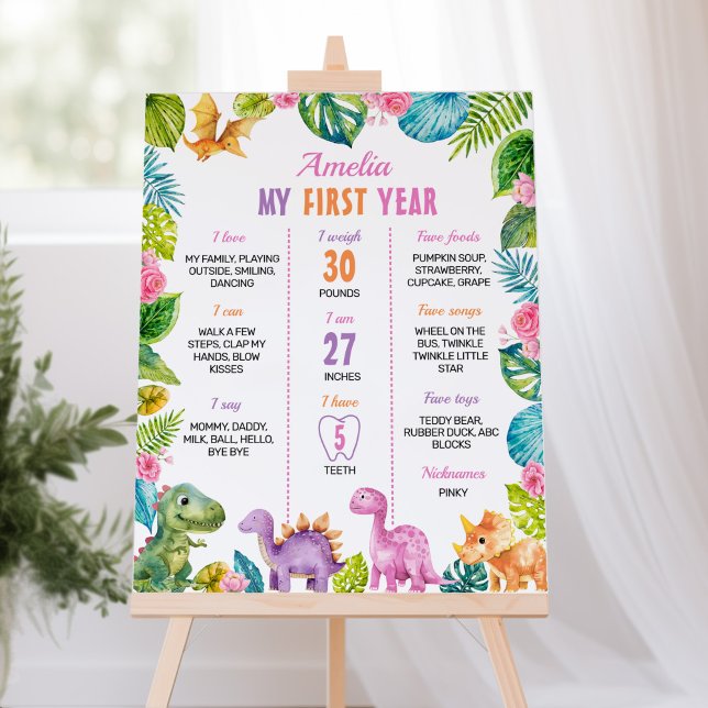 Poster du premier anniversaire de la fille Dinosau (Créateur téléchargé)