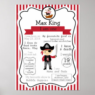 Poster du premier anniversaire du pirate pour un g