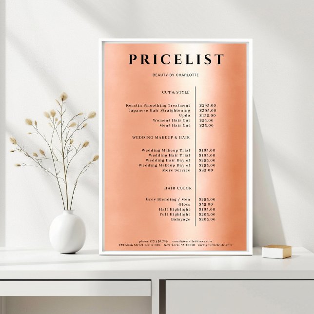 Poster du Prix du Salon Moderne Simpel Orange (Modern Simpel Orange Salon Price List Poster)