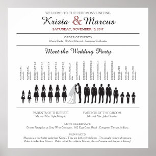 Poster du programme de mariage Silhouettes simple