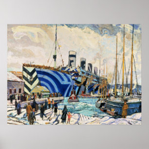 Poster du RMS Olympic à Dazzle Camouflage 18x24"