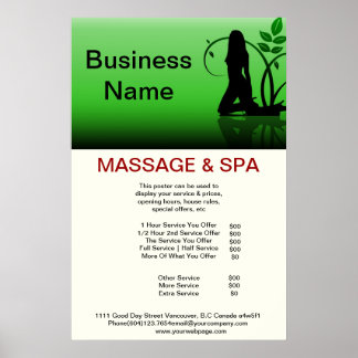 Poster du salon de beauté Spa Massage de fille ver