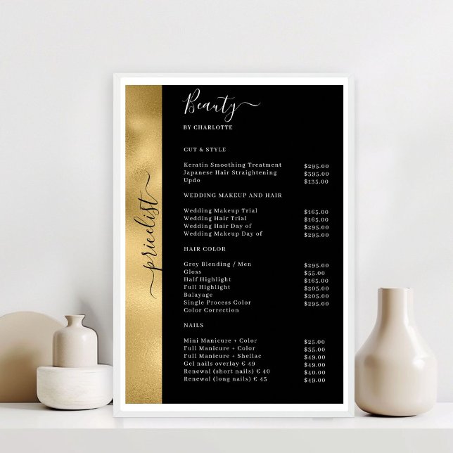 Poster du salon de prix Gold Black (Copper Black Pricelist Salon Poster)
