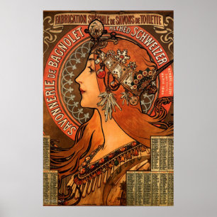 Poster du savon Mucha Art Nouveau Ladies