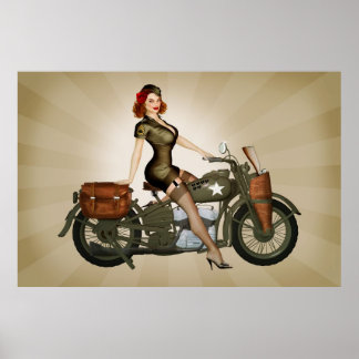 Poster du sergent Davidson Army Motorcycle Pinup