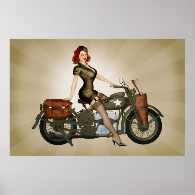 Poster du sergent Davidson Army Motorcycle Pinup (Devant)
