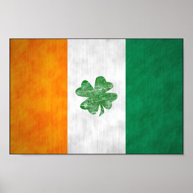 Poster du Shamrock du drapeau irlandais (Devant)
