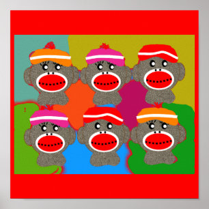 Poster du singe de choq—Popart—6 singes