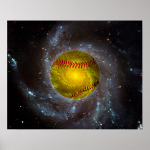 Poster du softball dans l'espace Unique