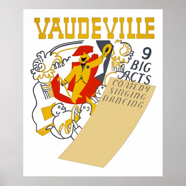 Poster du spectacle vintage Vaudeville Art Abstrai (Devant)