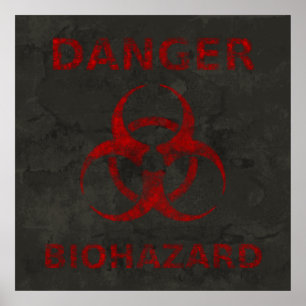 Poster du symbole Biodanger Rouge en détresse
