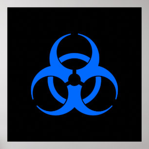 Poster du symbole bleu de risque biologique