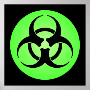 Poster du symbole de danger biologique vert