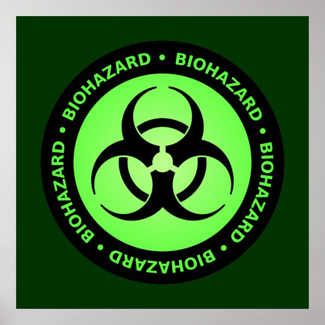 Poster du symbole vert et noir de danger biologiqu (Devant)
