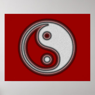 Poster du symbole Yin Yang noir et blanc