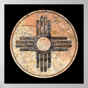 Poster du symbole Zia Sun du Nouveau-Mexique