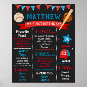 Poster du tableau de bord de baseball Anniversaire