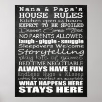 Poster du tableau noir Nana & Papa's House Rules